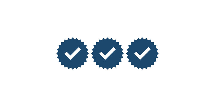 Dark blue verified checkmark badge icons vector illustration