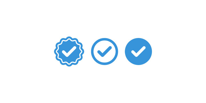 Blue verified checkmark icons vector illustration
