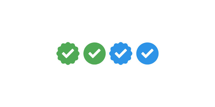 Green and blue verified badges vector illustration