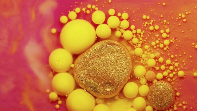 Luxury Gold Liquid Texture. 4K Abstract Bubble Background for OLED Display, Product Showcase and Premium Design, 2160p