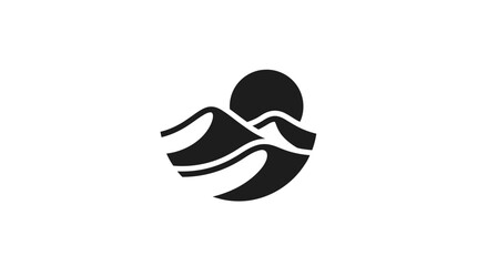 Fototapeta premium Black and white wave design symbol.