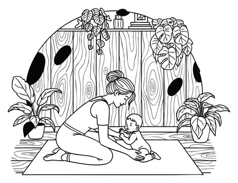 Vintage stylized illustration of a reclining odalisque with tropical palm leaves backdrop, concept for exotic luxury, romantic art prints, editorial design and cultural storytelling