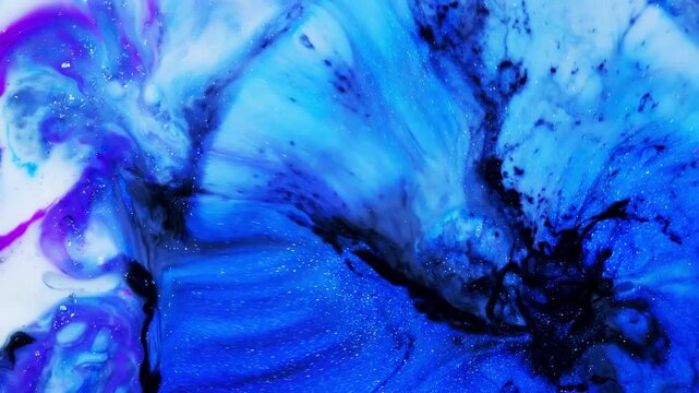 Blue Ink Splash Texture. 4K Abstract Fluid Art Background for OLED Display, Product Showcase and Creative Design, 2160p