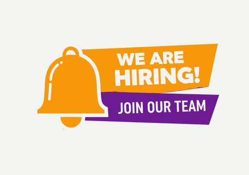 We are hiring join our team sign with bell icon