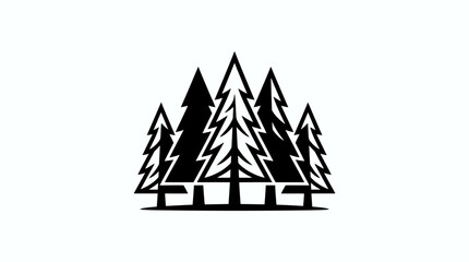 Obraz premium Stylized evergreen tree forest silhouette