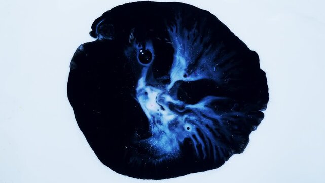 Black Ink Circle. 4K Minimal Abstract Liquid Background for OLED Screen, Website Design and Premium Display, 2160p