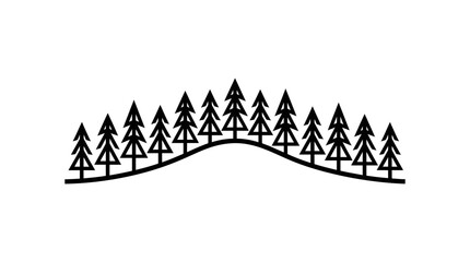 Obraz premium Stylized evergreen forest landscape silhouette
