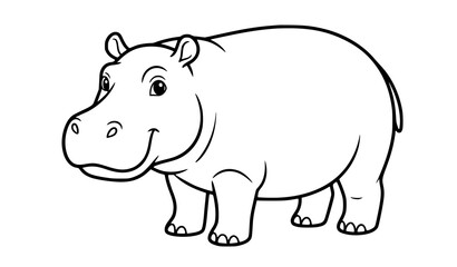 Obraz premium Large Hippo Outline Coloring Page Vector Art