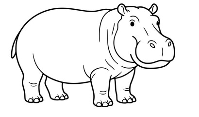 Fototapeta premium Large Hippo Outline Coloring Page Vector Art