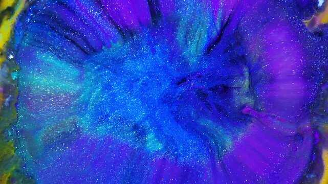 Purple Blue Liquid Bloom. 4K Abstract Fluid Art Texture for OLED Screen, Premium Design and Website Header, 2160p