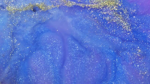 4K Abstract Blue Gold Liquid Texture. Premium Fluid Art Background for OLED Display, Product Presentation and Modern Design, 2160p