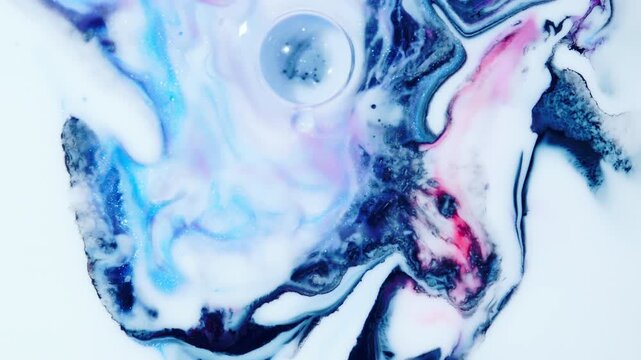 4K Abstract Marble Liquid Background. Blue White Fluid Art Texture with Modern Luxury Design, 2160p