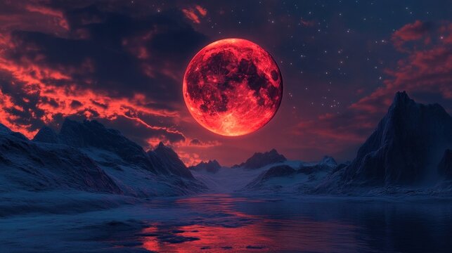 Red moon during lunar eclipse