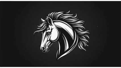 Stylized Horse Head Illustration Silver. © aice