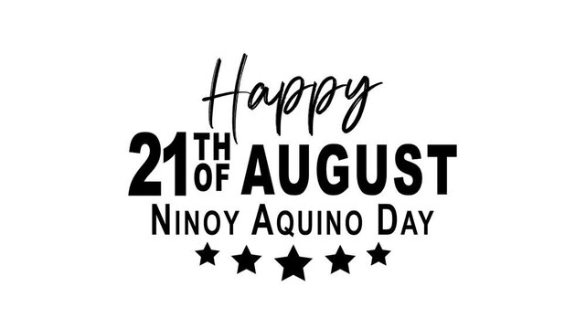 Celebrate ninoy aquino day with this festive black text design against a white starry background suitable for social media posts.