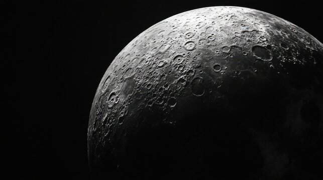 Rotating moon on a black background. 3d 4K