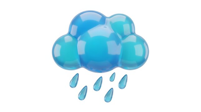Rain cloud icon with falling water droplets for weather forecast design isolated on a white background