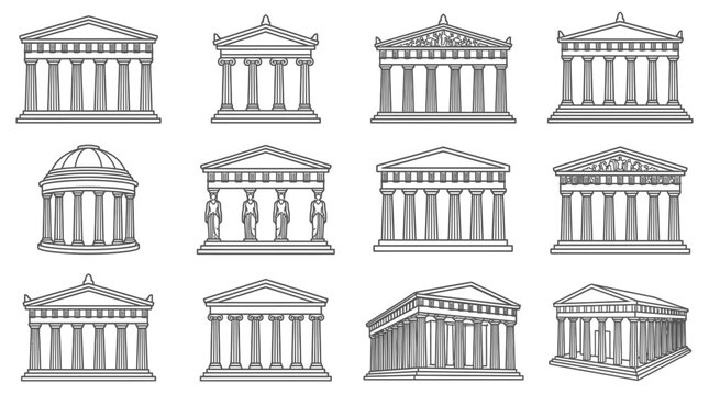 Ancient Greek Architecture Collection: Temples, Columns, Pediments