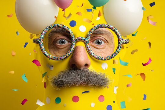 Whimsical april fool's accessories on a cheery background. Color