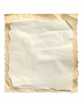 Stacked, creased, torn paper scraps with rough, aged edges
