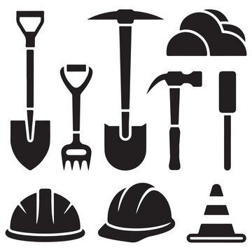 Black silhouette of various kitchen utensils and tools