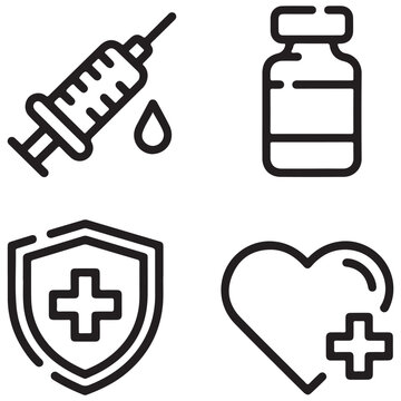 Black and white of medical healthcare symbols and tools