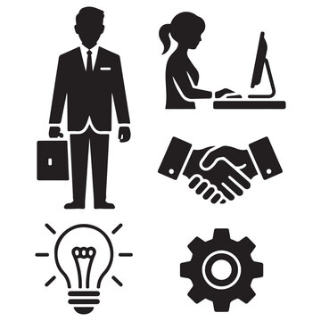 Black and white of business concepts and symbols finance