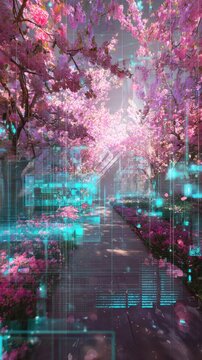 A tranquil stroll under sakura skies. Cyber metrics. Sakura fest