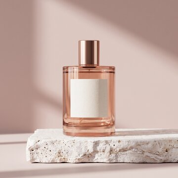 Premium rose gold fragrance bottle with blank label