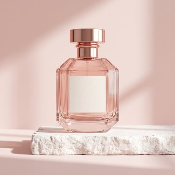 Minimal rose gold cosmetic perfume bottle mockup