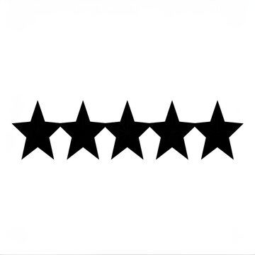 Five solid black stars aligned horizontally on a white background
