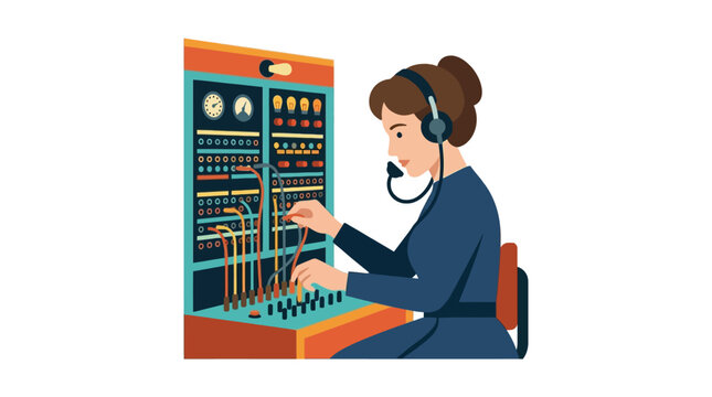 Vintage telephone operator at switchboard for emma m nutt day