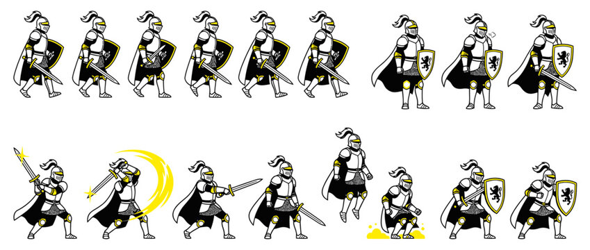 Pixel Art Knight Animation Spritesheet