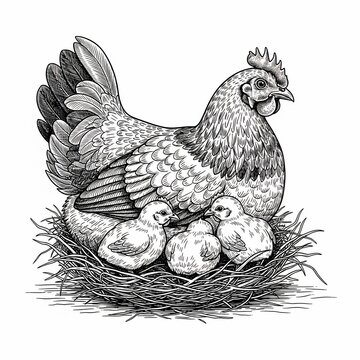 Feathered Embrace: A Mother's Love, Etched in Time