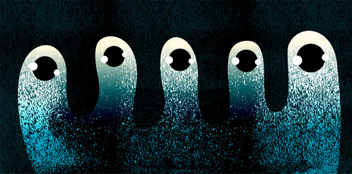 dark spooky abstract creature fingers with eyes peeking out