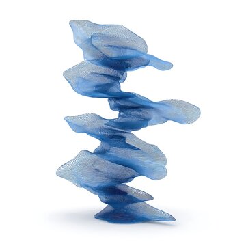 Blue Abstract 3D Wireframe Sculpture on White