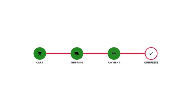 Simple green and red circular icons connected by lines on white background.