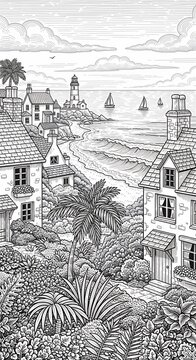 Whispers of Coastal Charm: A Pencil Sketch of Seaside Dreams