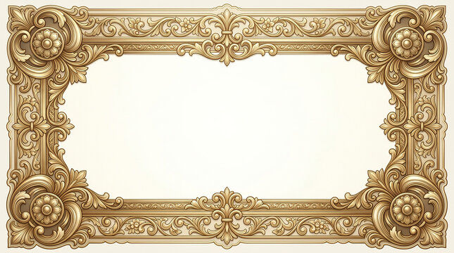 Classic golden victorian frame with symmetrical acanthus leaf ornaments.