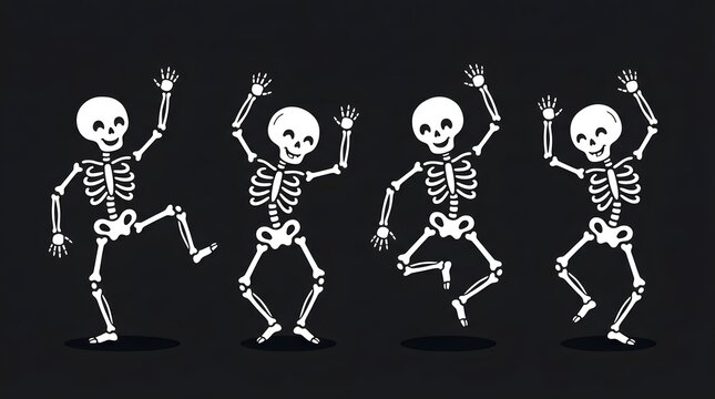 Funny dancing skeletons set for halloween