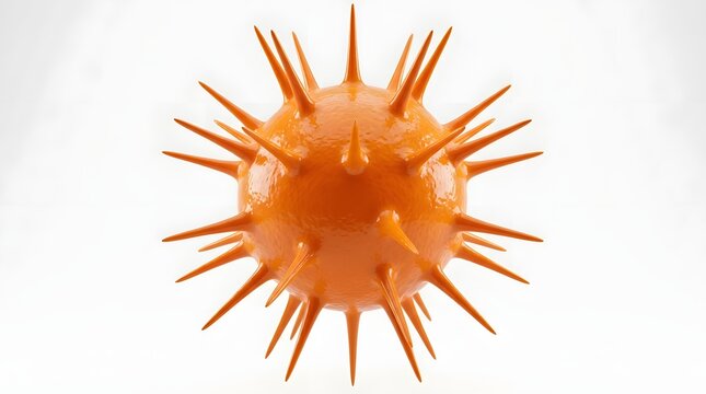 Virus cell with sharp spikes representing a dangerous infection or biological disease model isolated on a clean white background for medical research