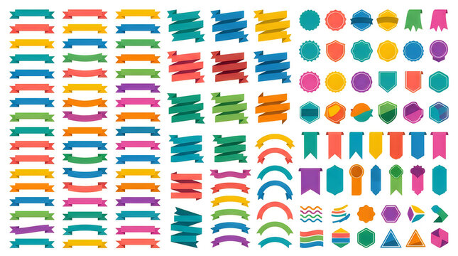 Colorful set of flat design banners and badges