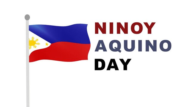 Animation of philippines flag symbol for ninoy aquino day memorial, suitable for philippine national holiday banners or social media posts.