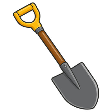 Garden shovel for digging soil in landscaping and outdoor gardening work