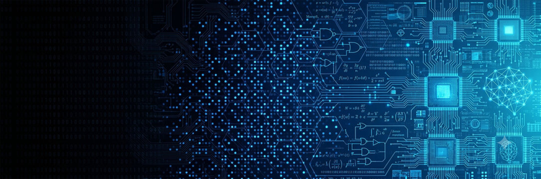 Circuit board pattern with binary code and glowing network a futuristic technology illustration circuitry electronics motherboard chip microchip integrated