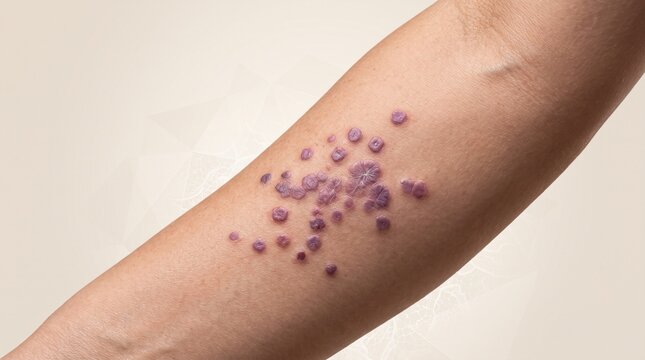 Lichen Planus with Violaceous Polygonal Papules and Subtle Wickham Striae