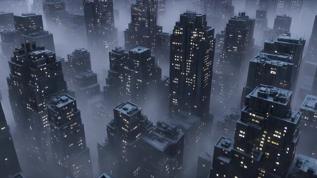 Dark Foggy Cityscape 4K Generative AI