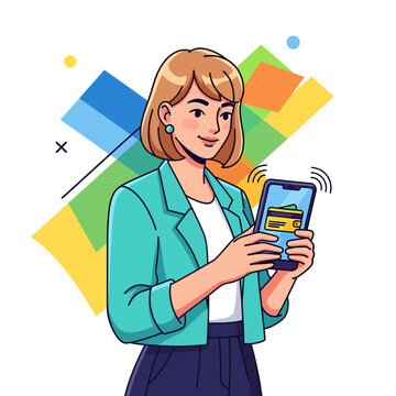 Woman Using Mobile Phone For Online Shopping And Payment