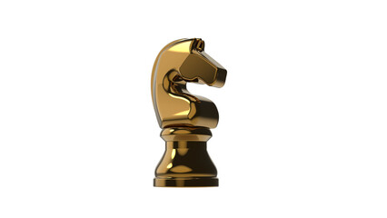 Gold chess knight piece isolated on a transparent background PNG © Jferson