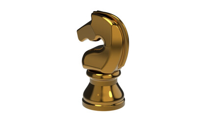 Gold chess knight piece isolated on a transparent background PNG © Jferson